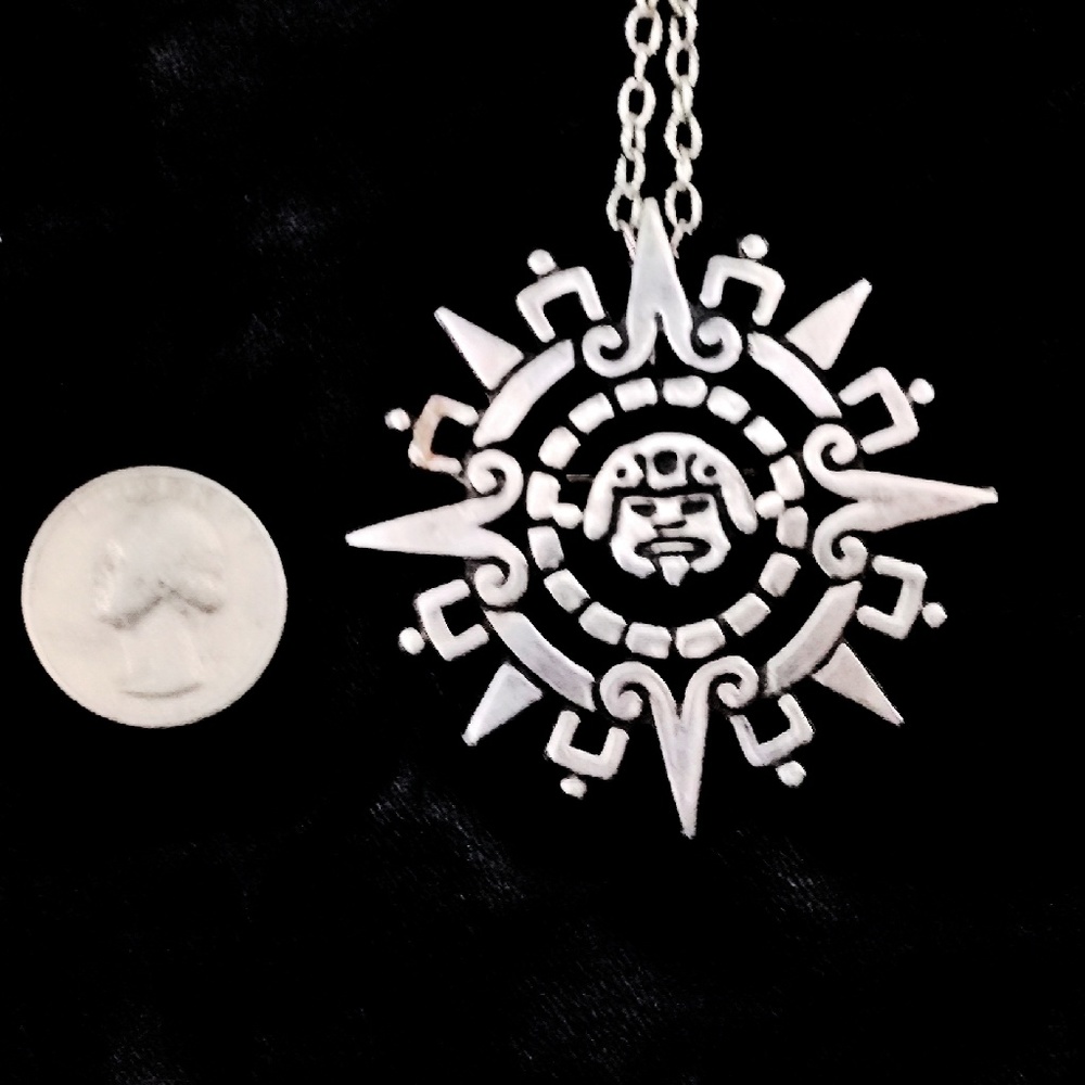 Vintage 1960s Gigantic Aztec Taxco Sterling Silver Pe… Gem